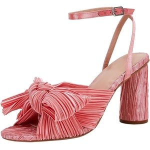 Pink bow heels with ankle strap